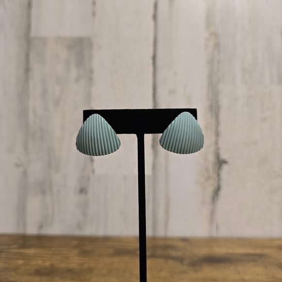 Jewelry - Teal and silver tone textured earrings